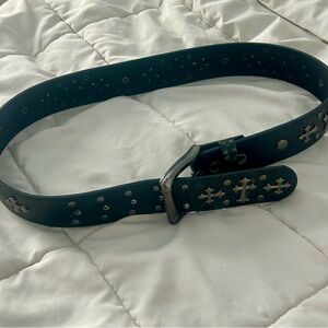 Studded Cross Accent Black Belt